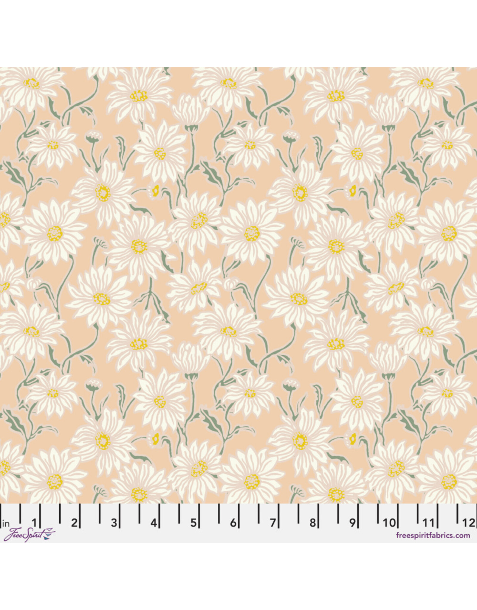 Nathalie Lété Last Fall in Japan, Daisy in Coral, Fabric Half-Yards