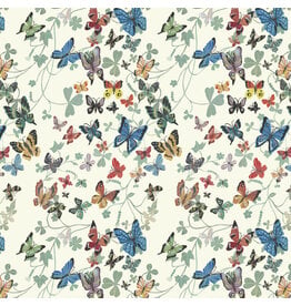 Nathalie Lété Last Fall in Japan, Butterfly Flight in Cream, Fabric Half-Yards