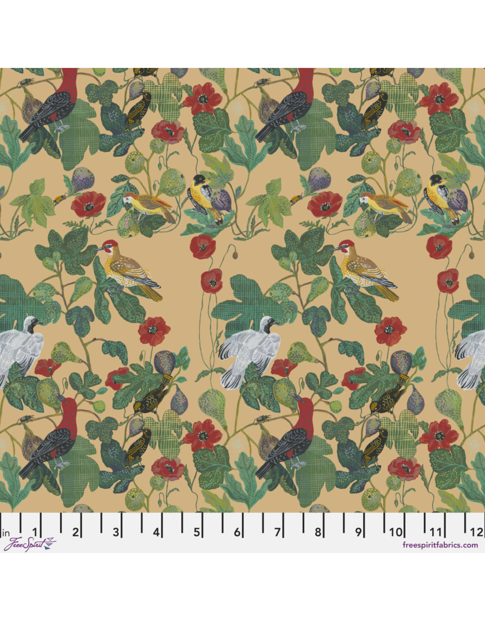 Nathalie Lété Last Fall in Japan, Birds in the Fig Tree in Multi, Fabric Half-Yards