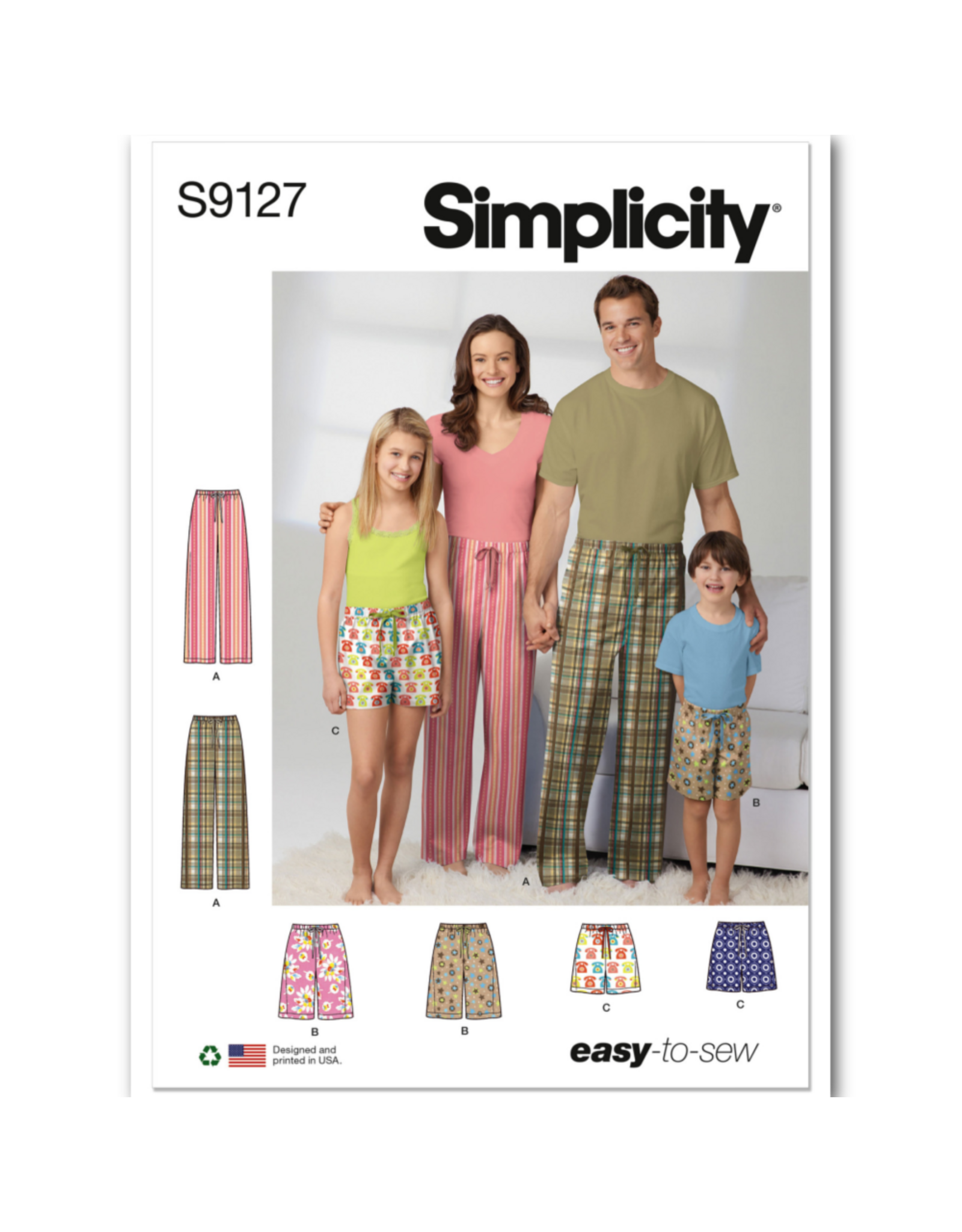 Simplicity Simplicity Pants and Shorts for Kids and Adults, Easy to Sew,  Pattern S9127