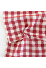 Fableism Queen of Hearts, Gingham Dobby Hearts in Cherry, Fabric Half-Yards