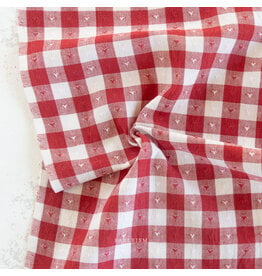 Fableism Queen of Hearts, Gingham Dobby Hearts in Cherry, Fabric Half-Yards