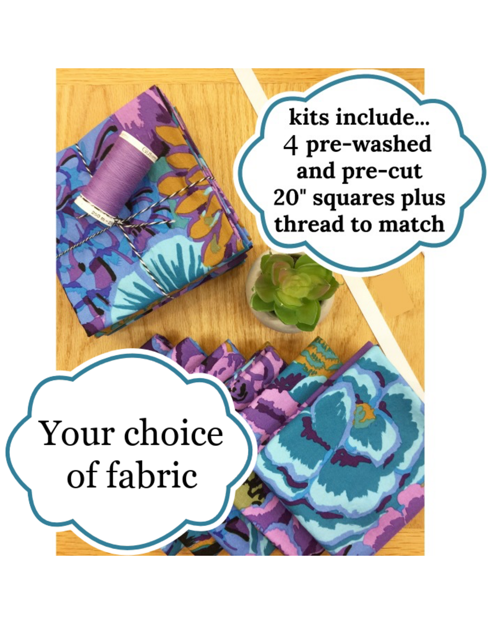 Picking Daisies Class Kit - SLO Life Studio Napkin Making Kit: Fabric, thread and sewing tools