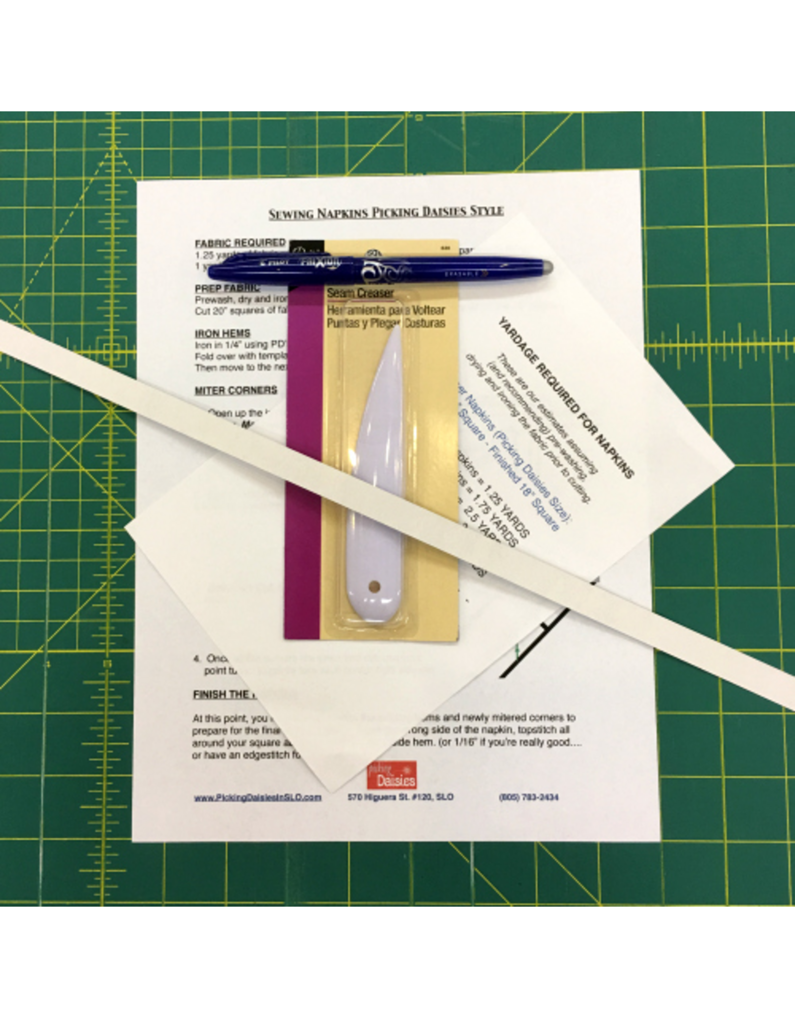 Picking Daisies Class Kit - SLO Life Studio Napkin Making Kit: Fabric, thread and sewing tools