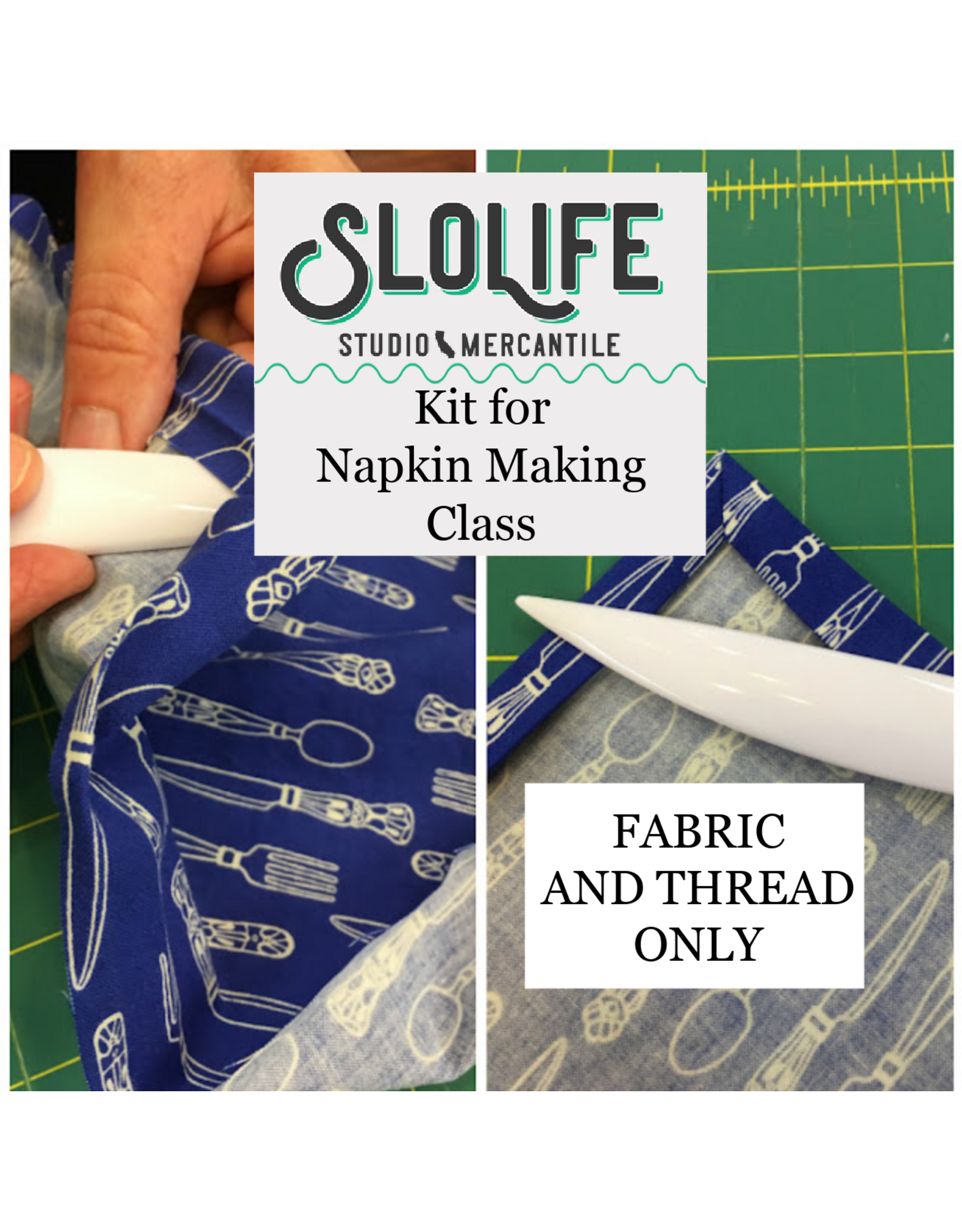 Picking Daisies Class Kit - SLO Life Studio Napkin Making Kit: Fabric & thread only