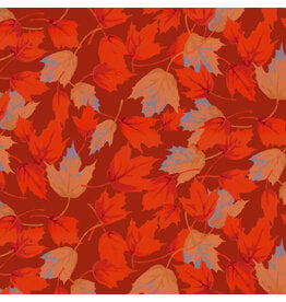 Martha Negley Golden Harvest, Small Maple in Red, Fabric Half-Yards