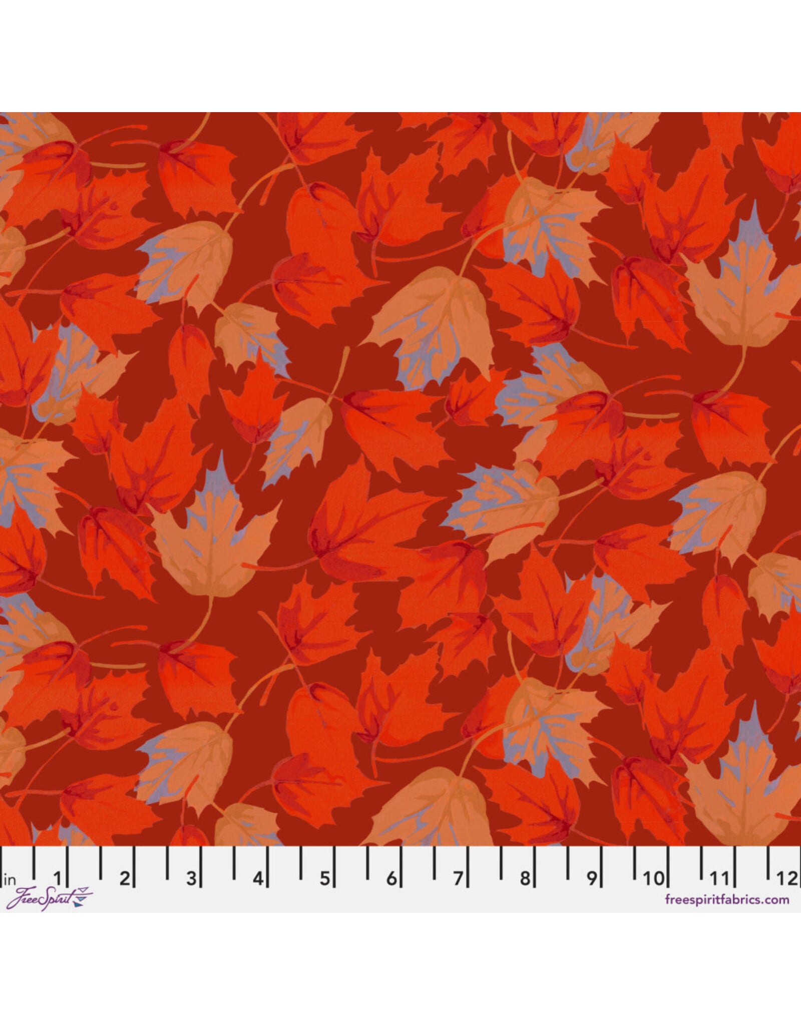 Martha Negley Golden Harvest, Small Maple in Red, Fabric Half-Yards