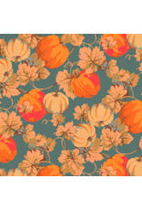 Martha Negley Golden Harvest, Pumpkins in Gold, Fabric Half-Yards