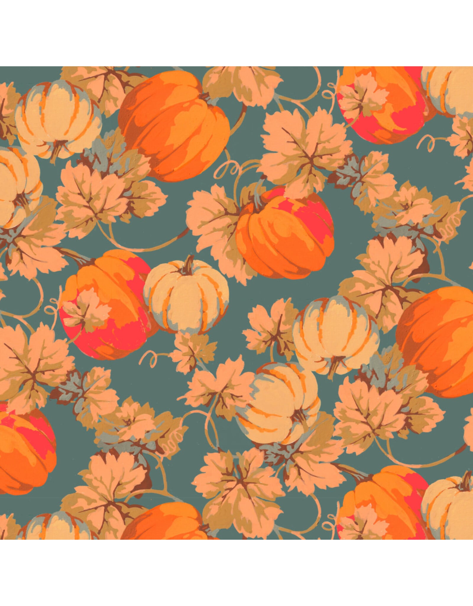 Martha Negley Golden Harvest, Pumpkins in Gold, Fabric Half-Yards