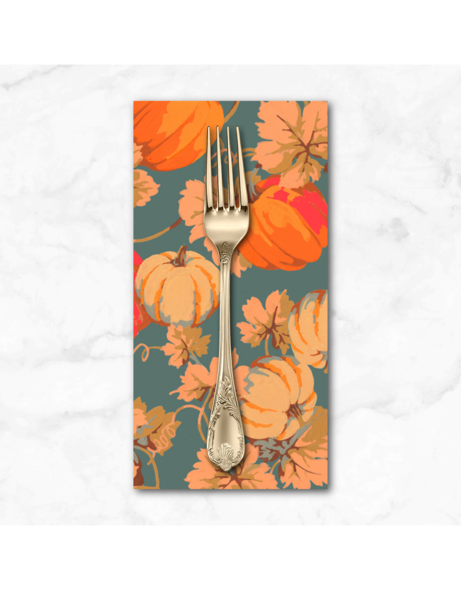 PD's Martha Negley Collection Golden Harvest, Pumpkins in Gold, Dinner Napkin