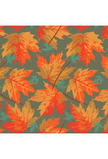 Martha Negley Golden Harvest, Maple in Sage, Fabric Half-Yards