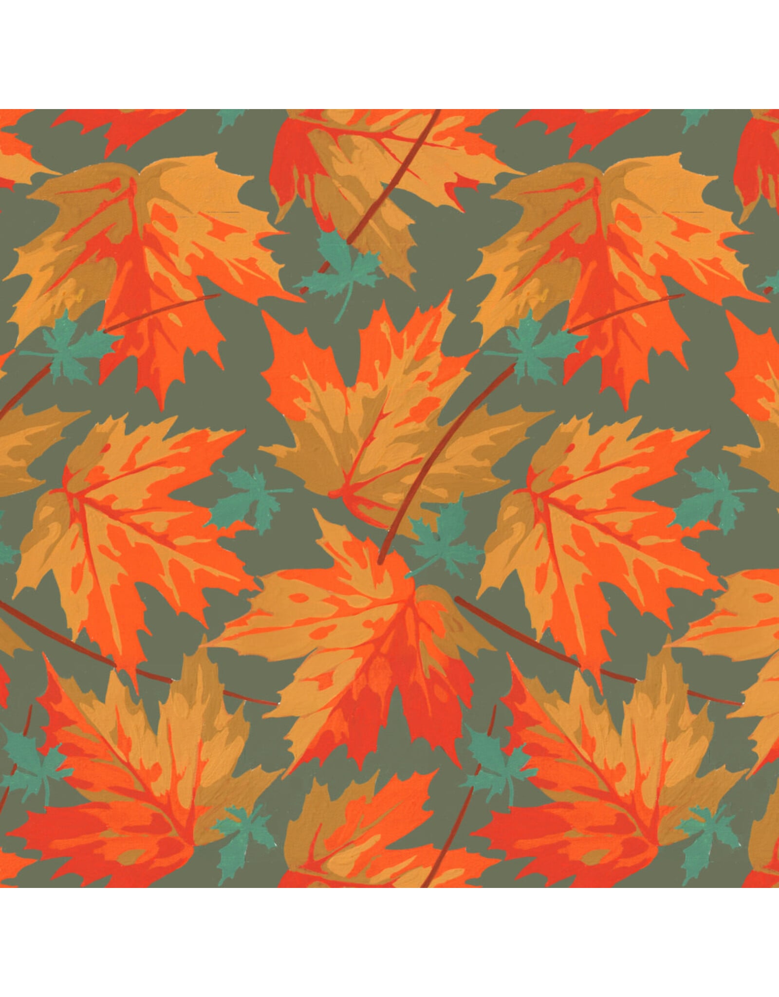 Martha Negley Golden Harvest, Maple in Sage, Fabric Half-Yards