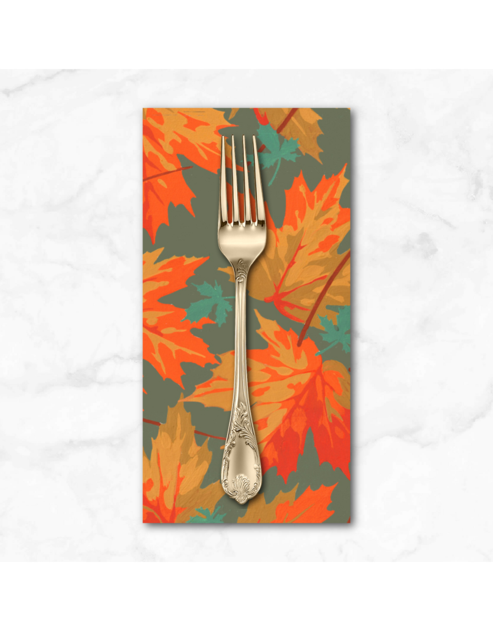 PD's Martha Negley Collection Golden Harvest, Maple in Sage, Dinner Napkin