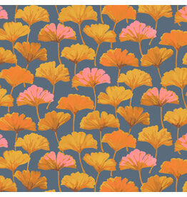 Martha Negley Golden Harvest, Ginkgo in Slate, Fabric Half-Yards