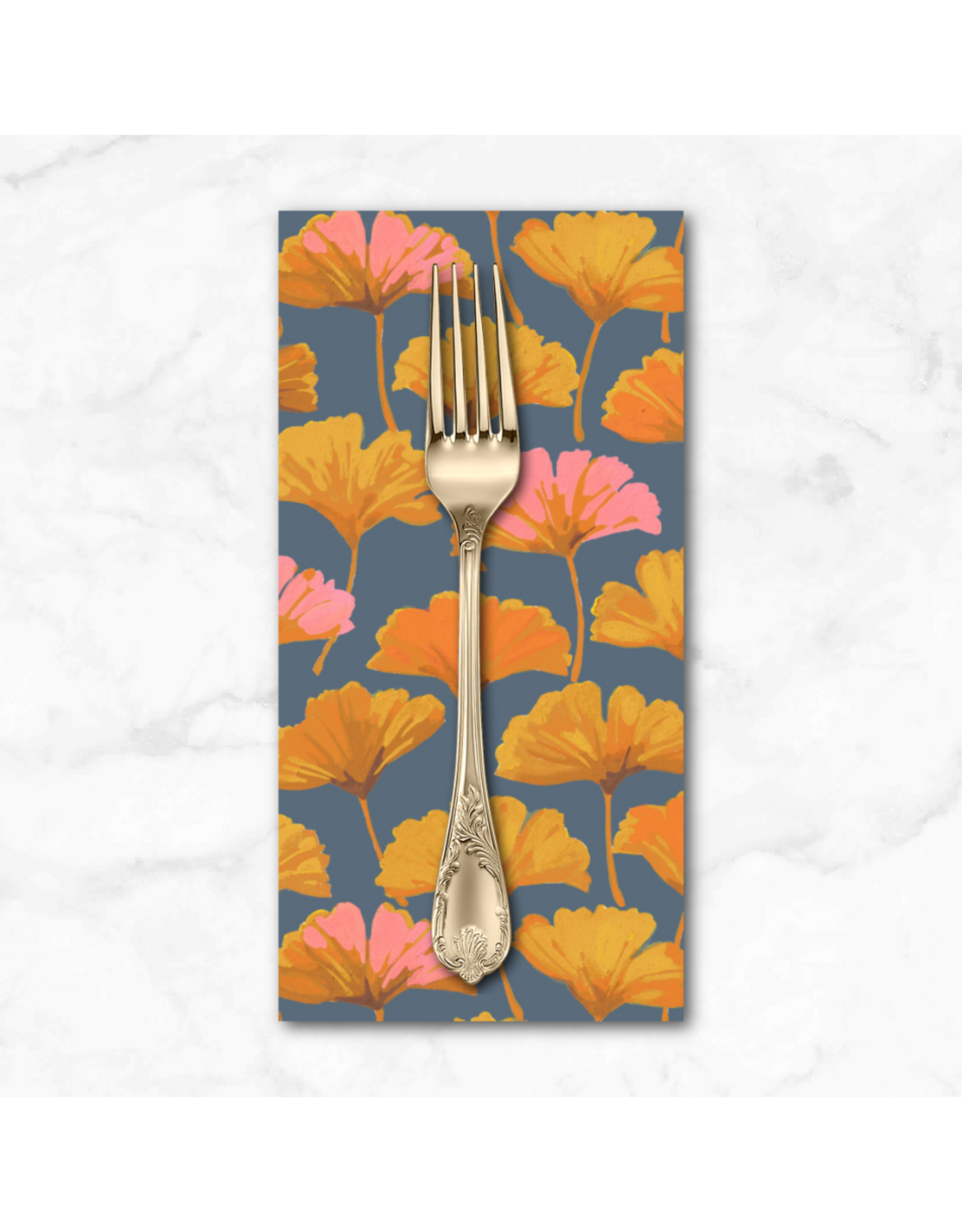 PD's Martha Negley Collection Golden Harvest, Ginkgo in Slate, Dinner Napkin