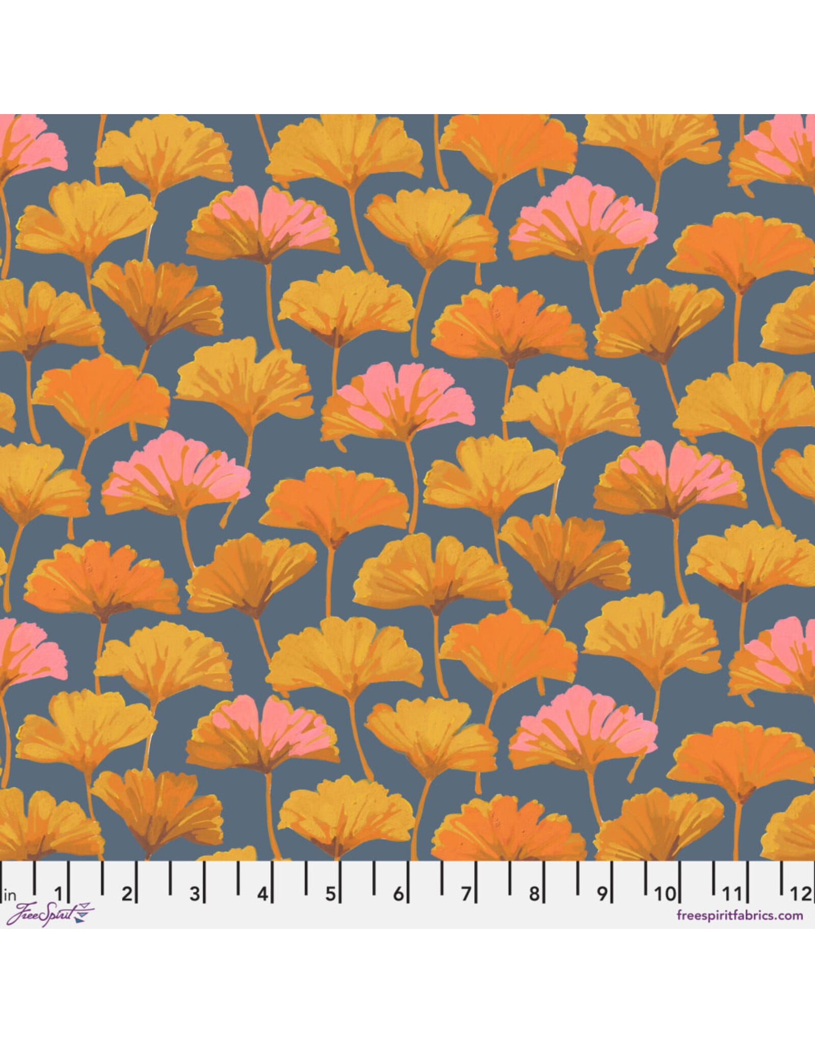 PD's Martha Negley Collection Golden Harvest, Ginkgo in Slate, Dinner Napkin