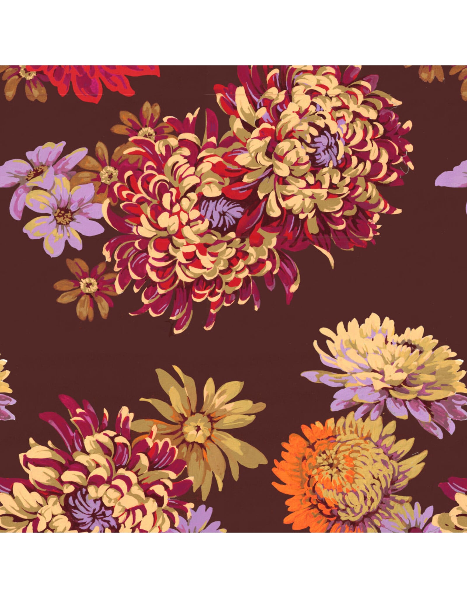 Martha Negley Golden Harvest, Fall Floral in Brown, Fabric Half-Yards