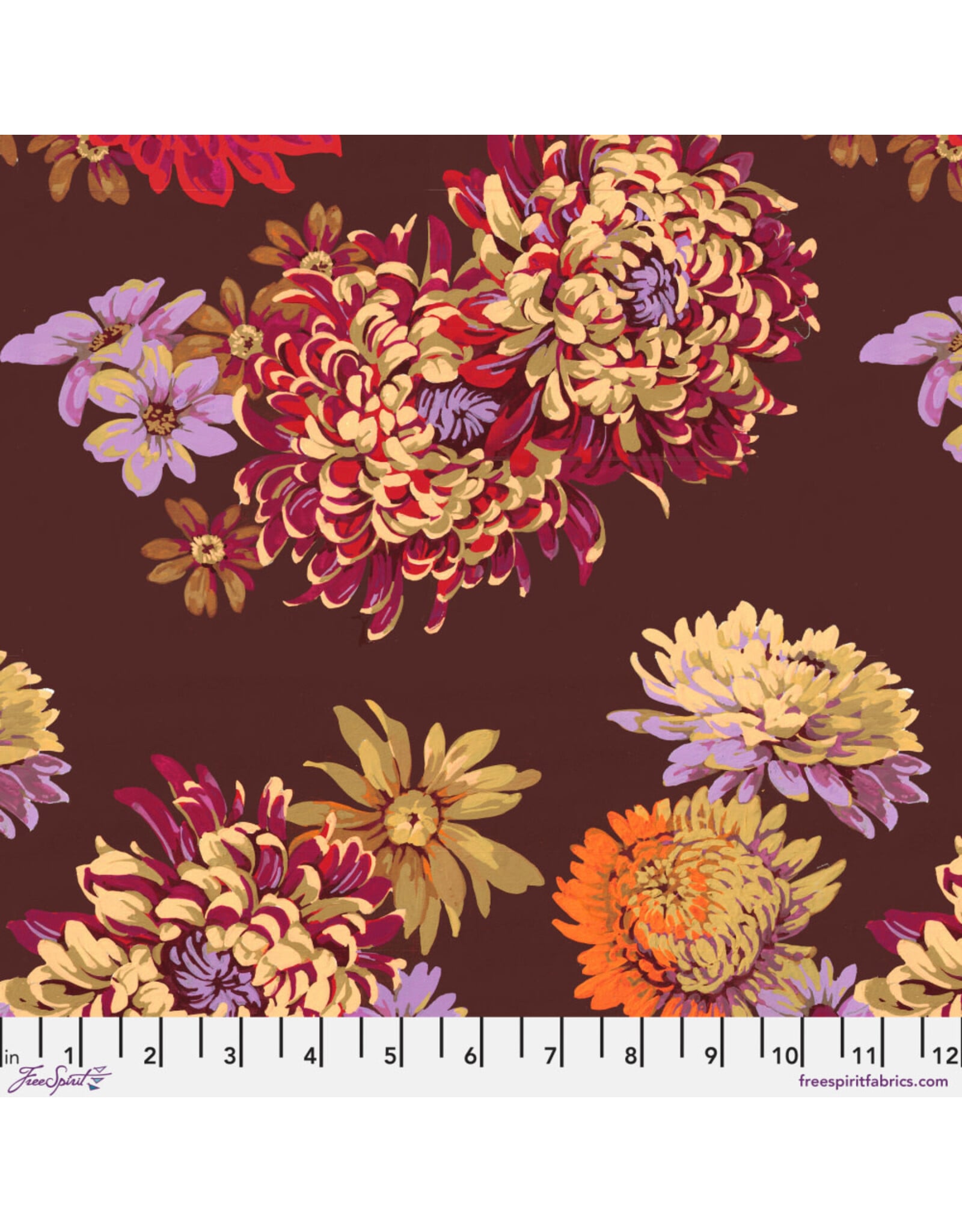 Martha Negley Golden Harvest, Fall Floral in Brown, Fabric Half-Yards