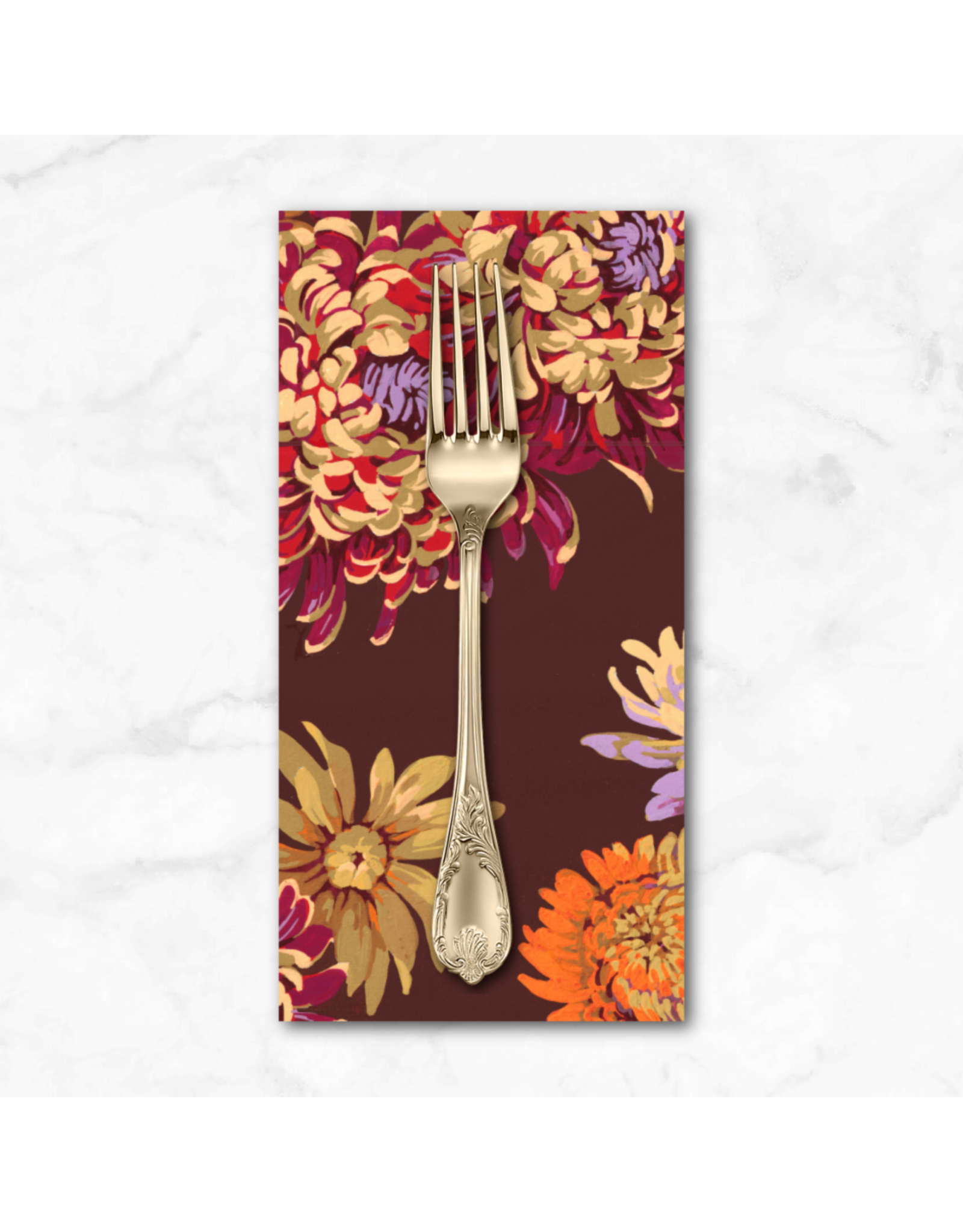 PD's Martha Negley Collection Golden Harvest, Fall Floral in Brown, Dinner Napkin