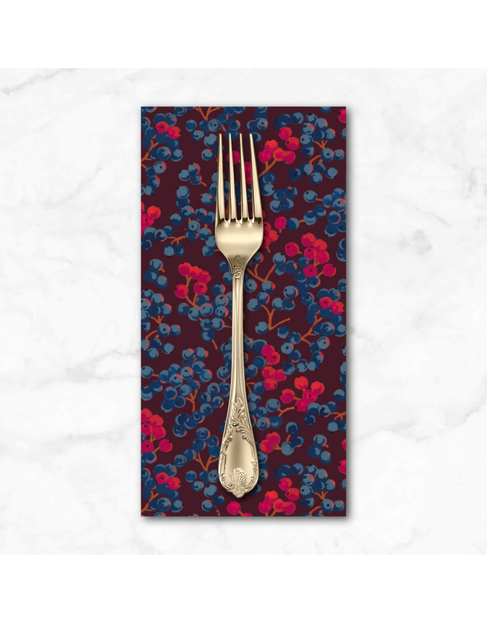 PD's Martha Negley Collection Golden Harvest, Berries in Plum, Dinner Napkin