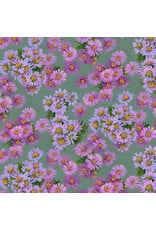 Martha Negley Golden Harvest, Asters in Purple, Fabric Half-Yards
