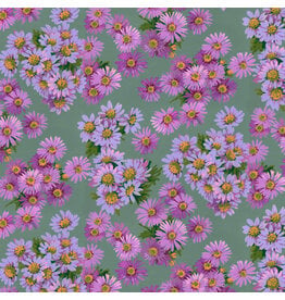 Martha Negley Golden Harvest, Asters in Purple, Fabric Half-Yards