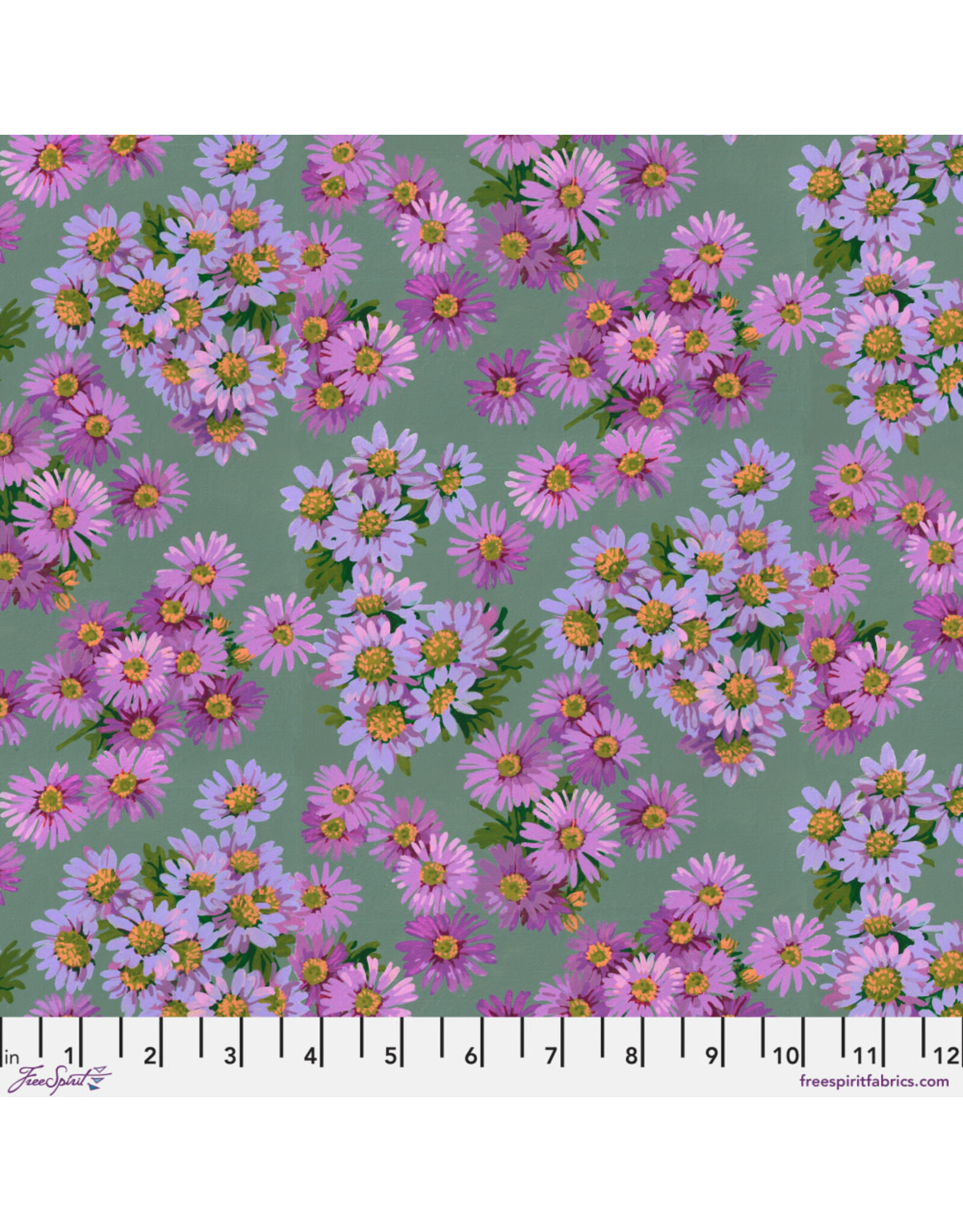 Martha Negley Golden Harvest, Asters in Purple, Fabric Half-Yards