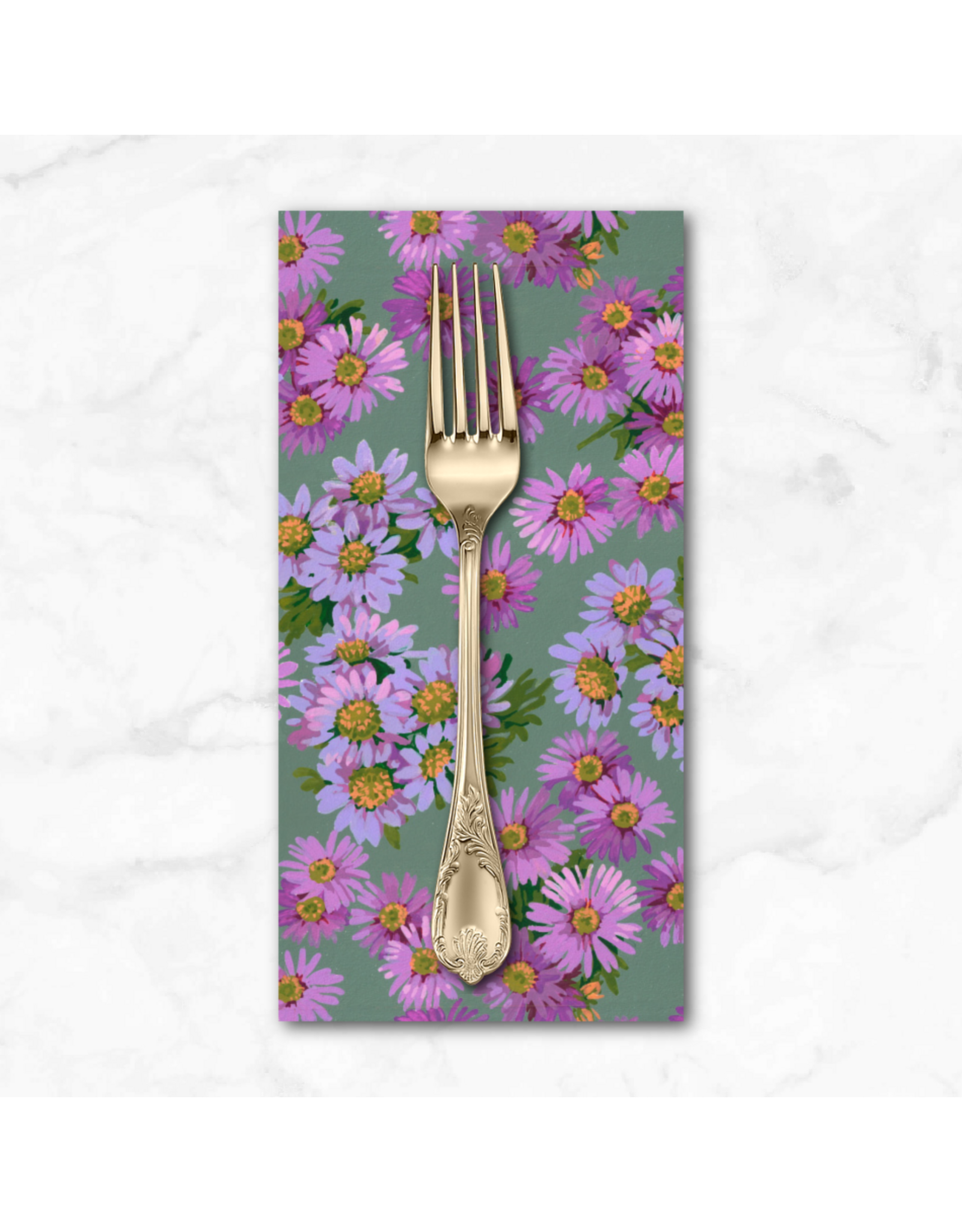 PD's Martha Negley Collection Golden Harvest, Asters in Purple, Dinner Napkin