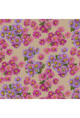 Martha Negley Golden Harvest, Asters in Fuchsia, Fabric Half-Yards