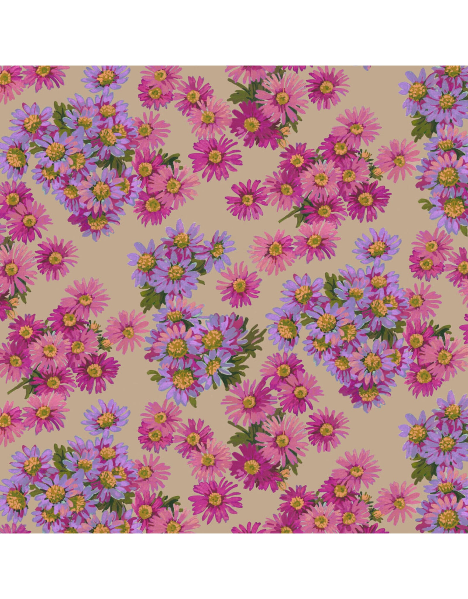 Martha Negley Golden Harvest, Asters in Fuchsia, Fabric Half-Yards