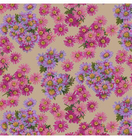 Martha Negley Golden Harvest, Asters in Fuchsia, Fabric Half-Yards