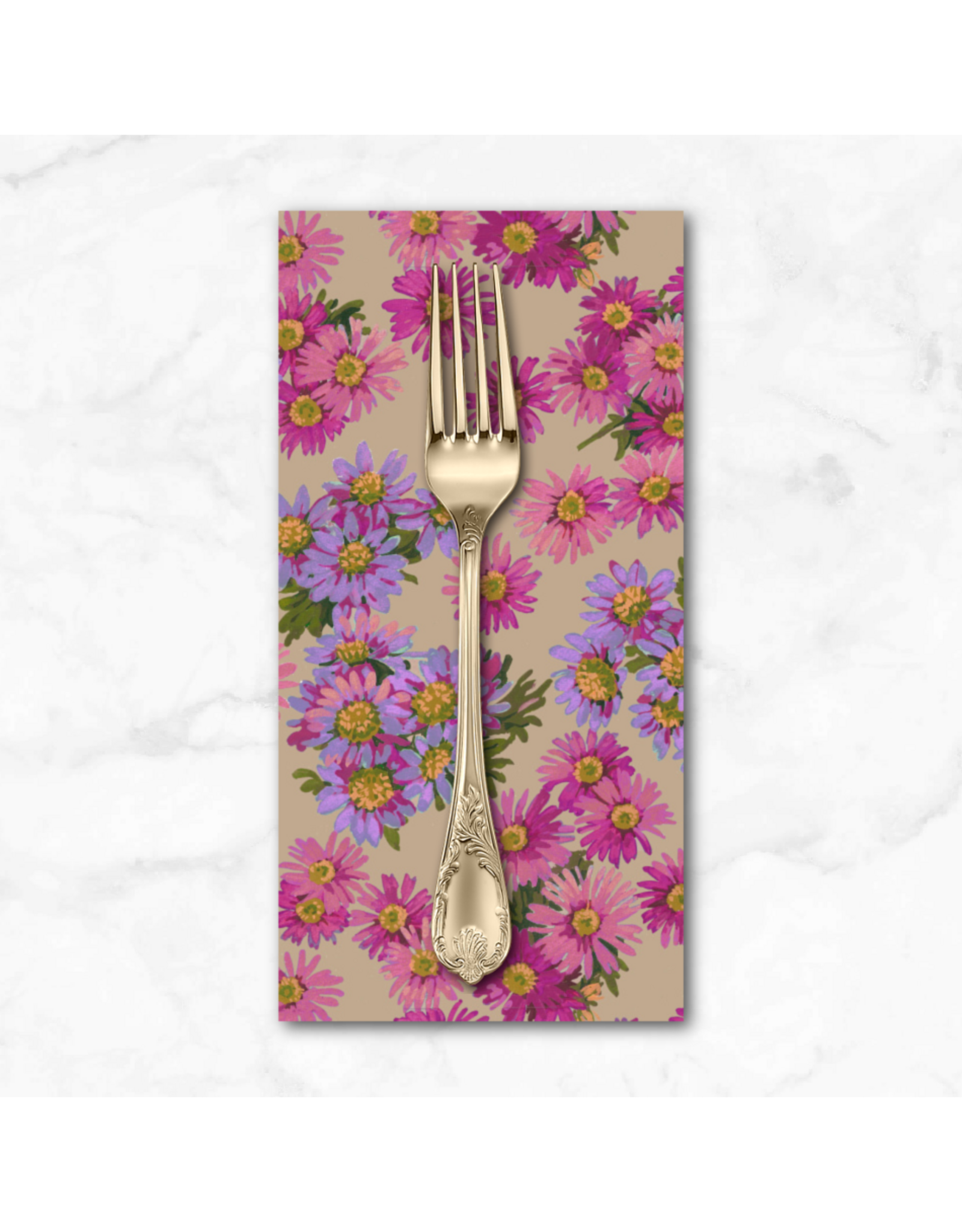 PD's Martha Negley Collection Golden Harvest, Asters in Fuchsia, Dinner Napkin