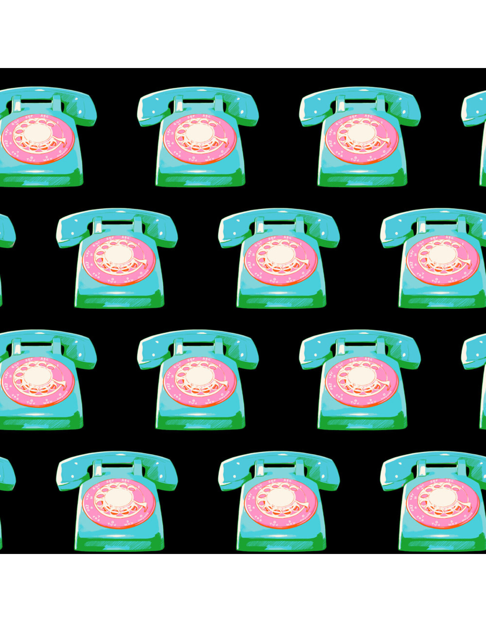 Melody Miller Sparkle Mart, Telephones in Black, Fabric Half-Yards