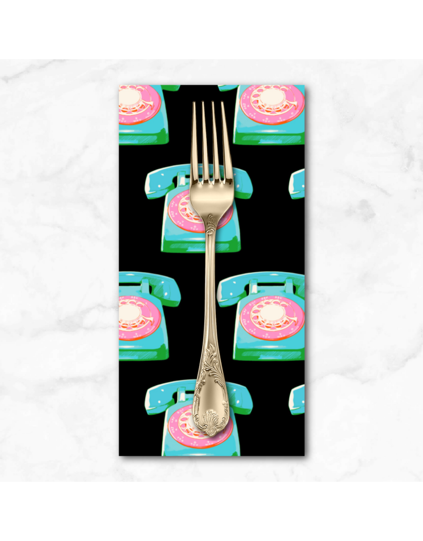 PD's Melody Miller Collection Sparkle Mart, Telephones in Black, Dinner Napkin