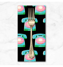 PD's Melody Miller Collection Sparkle Mart, Telephones in Black, Dinner Napkin