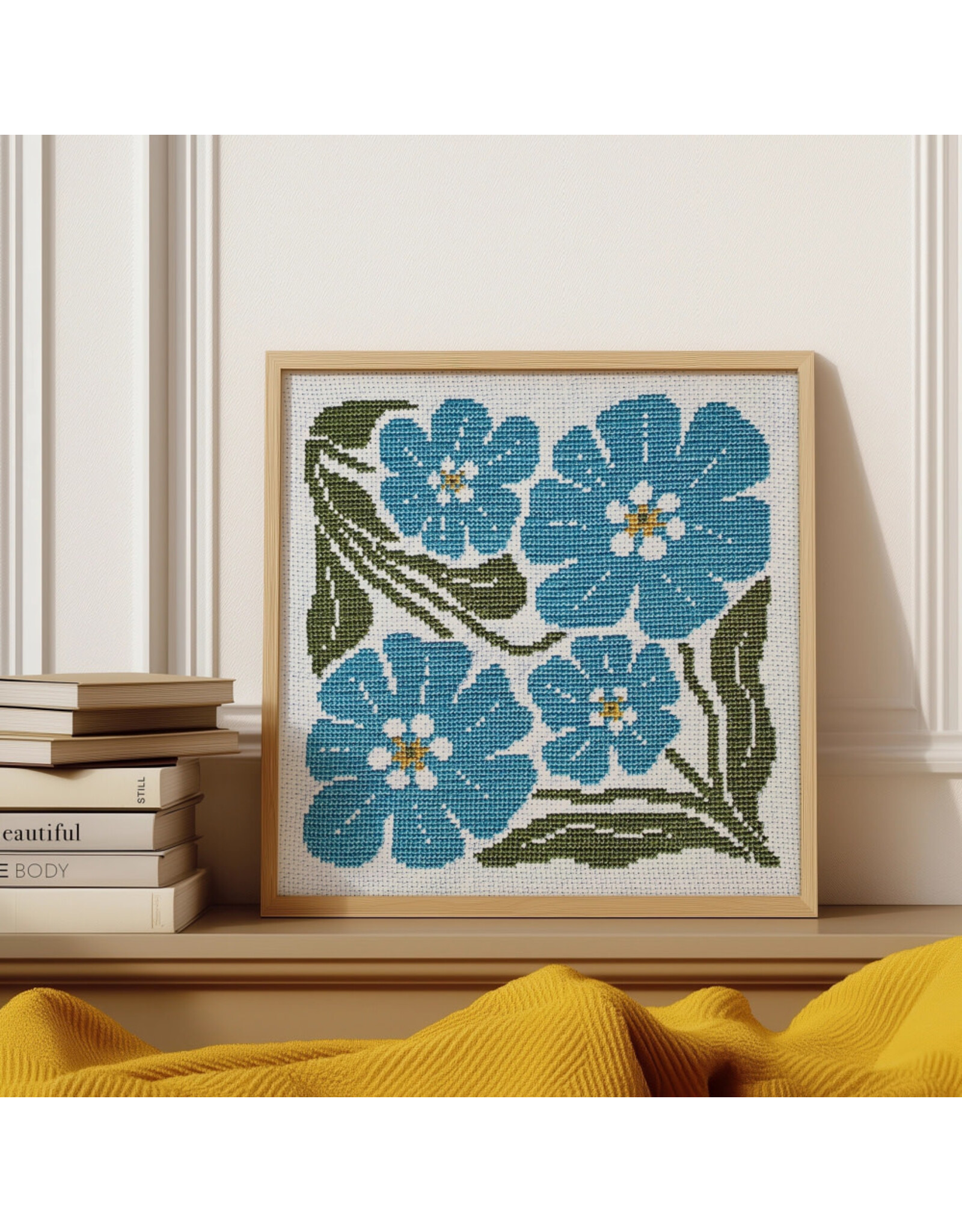 budgiegoods Forget Me Not Cross Stitch Kit by budgiegoods