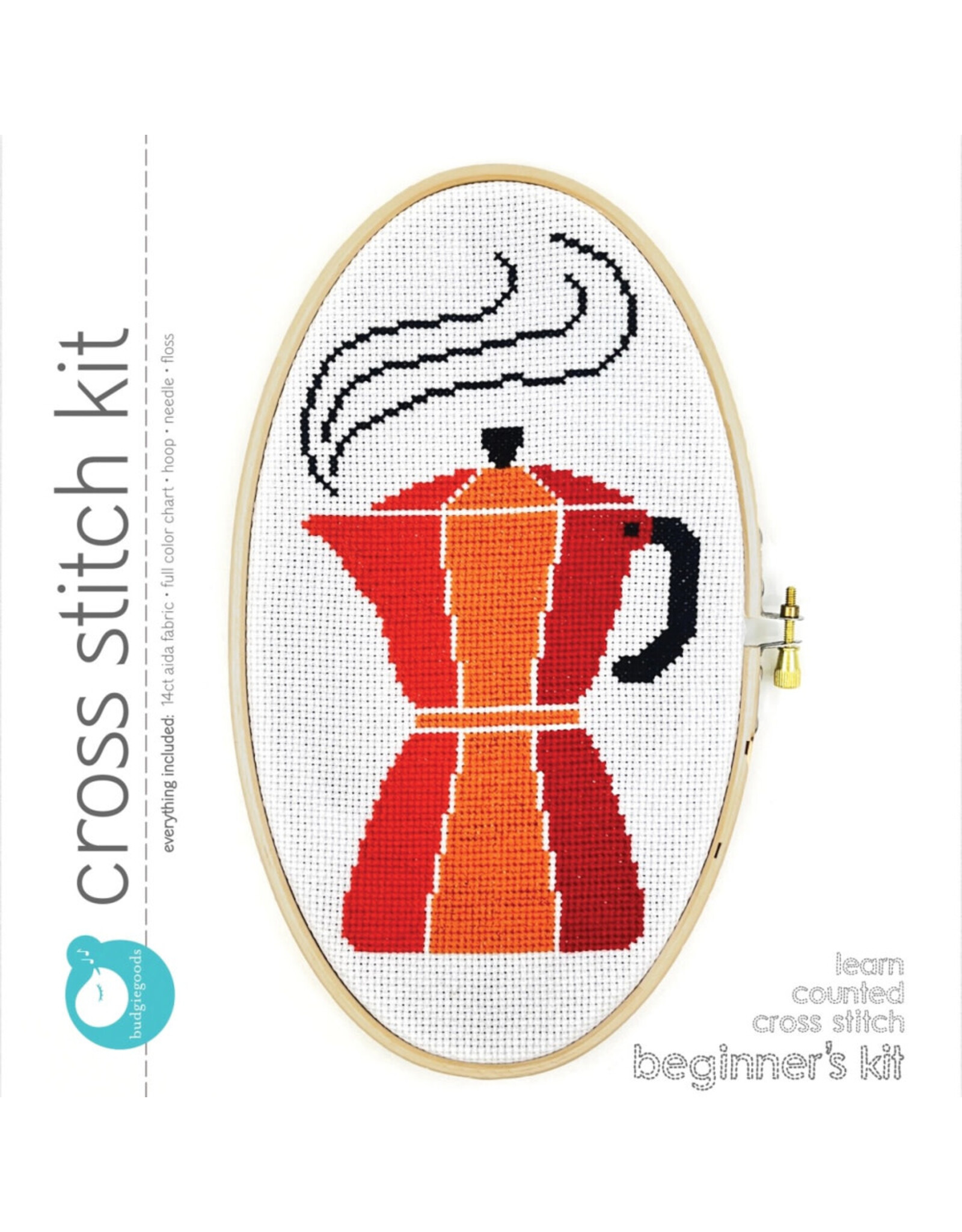 budgiegoods Moka Pot Cross Stitch Kit by budgiegoods