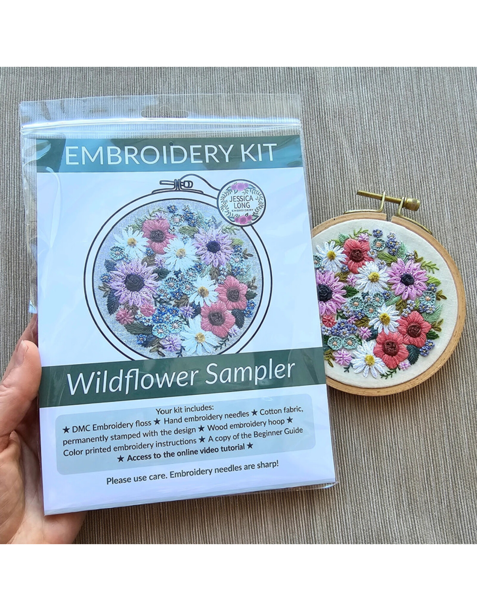 Jessica Long Embroidery Wildflower Sampler, Embroidery Kit
