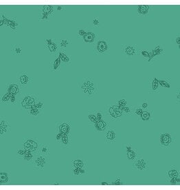 Alison Glass Color Camp Grove, Sprig in Muted Teal, Fabric Half-Yards