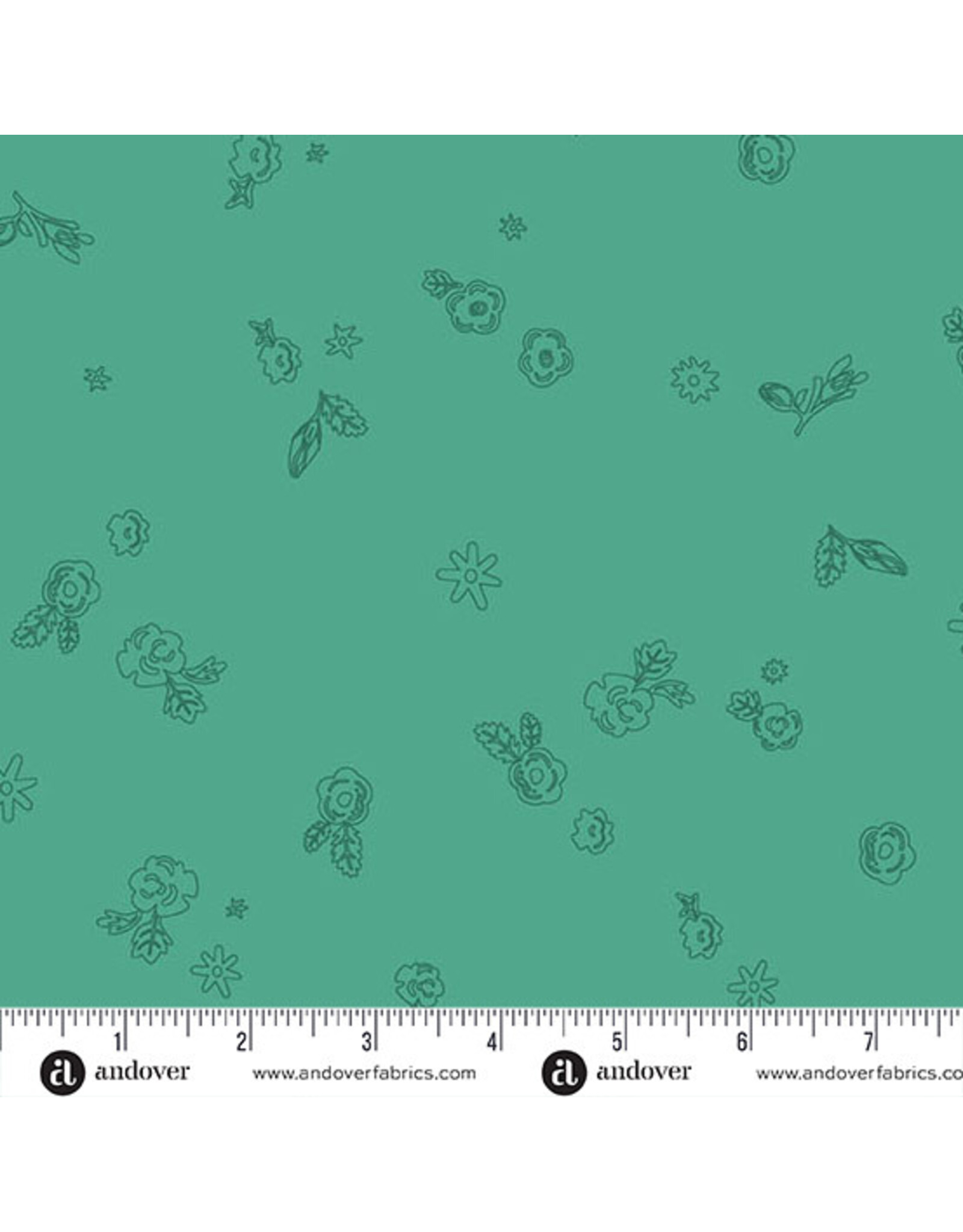 Alison Glass Color Camp Grove, Sprig in Muted Teal, Fabric Half-Yards
