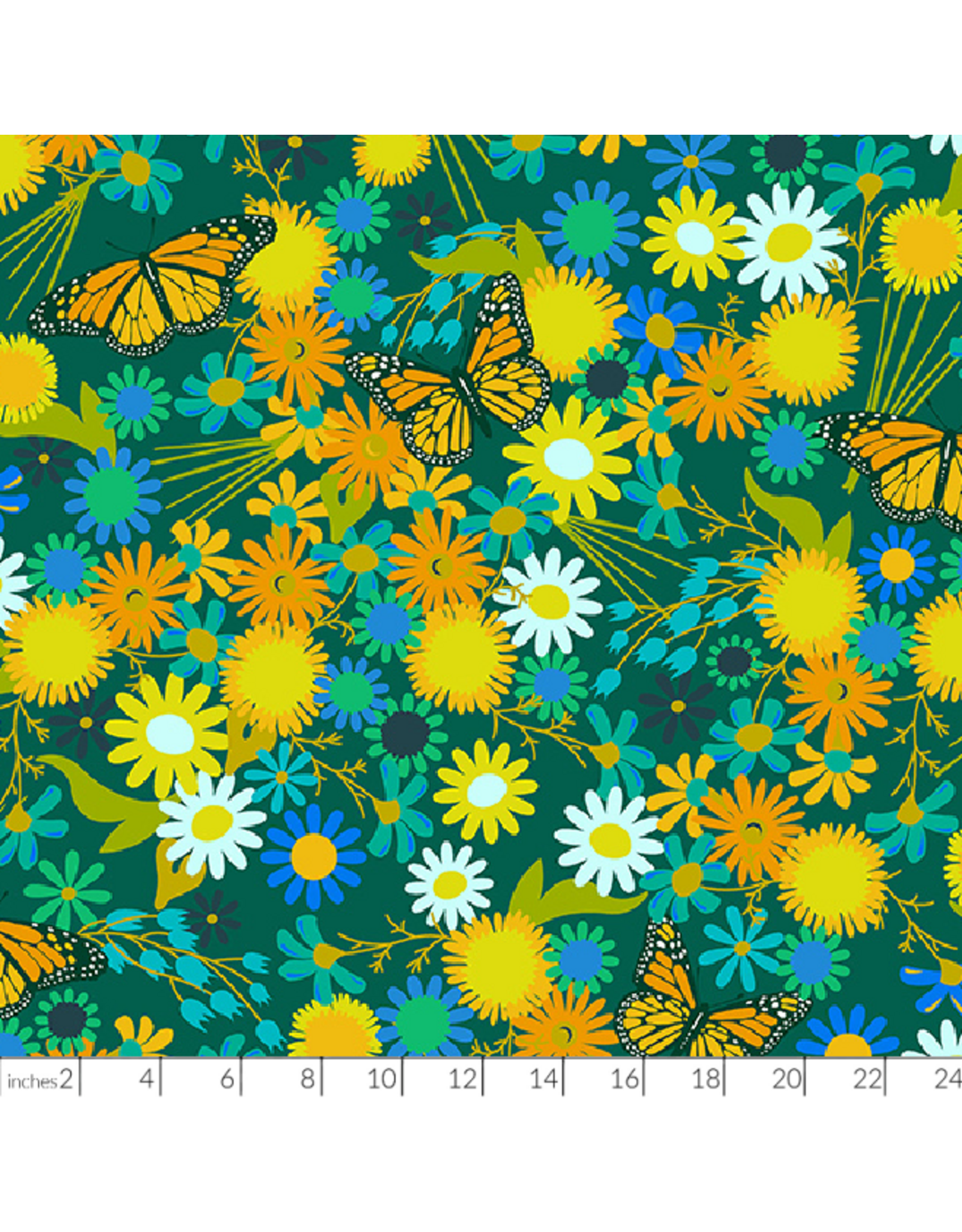 Alison Glass 108" Quilt Backs, Redwood, Monarch in Grove, Fabric Half-Yards