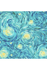 Northcott Starry Night, Night Sky in Teal, Fabric Half-Yards