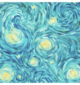 Northcott Starry Night, Night Sky in Teal, Fabric Half-Yards
