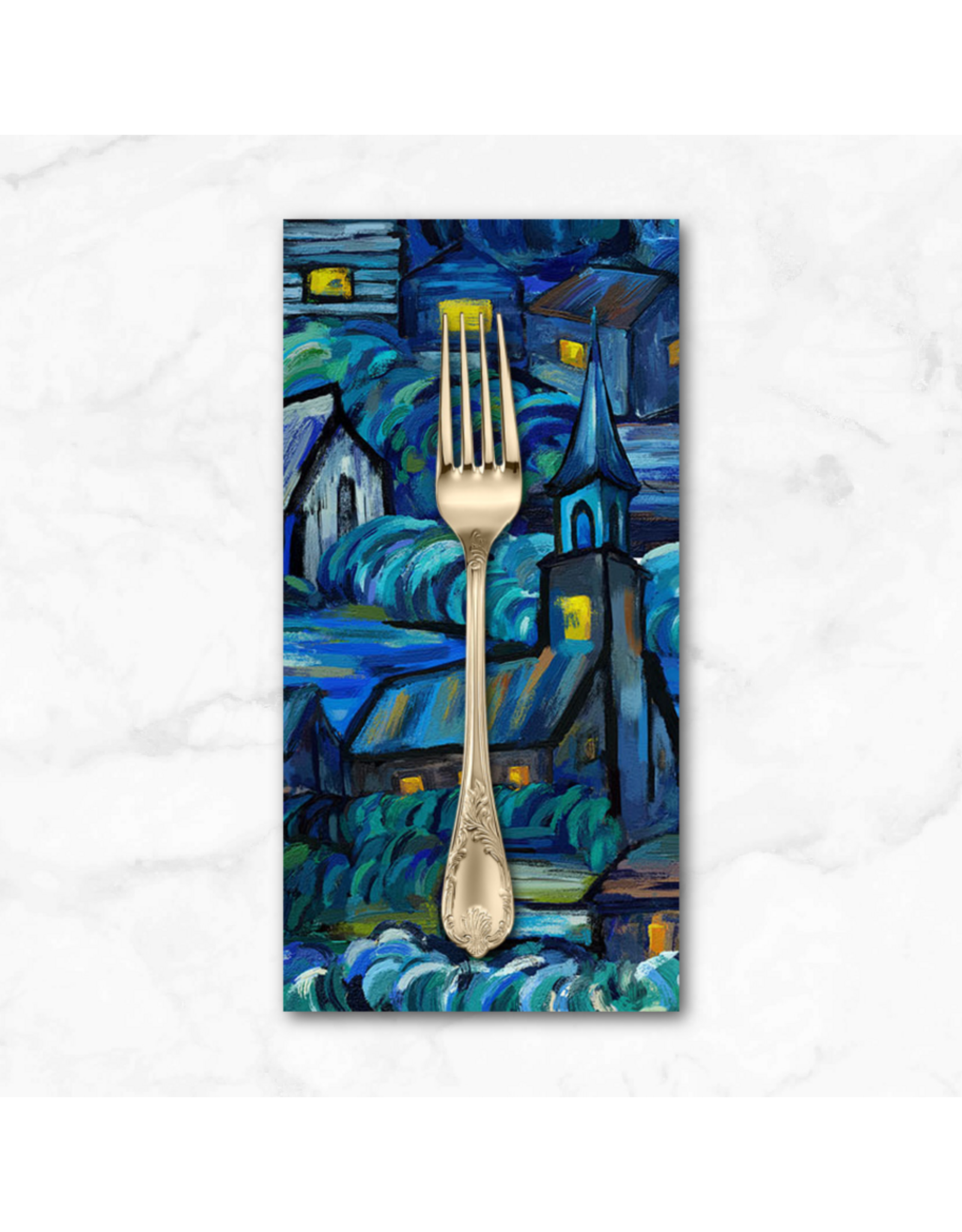 PD's Northcott Collection Starry Night, Scenic in Dark Blue, Dinner Napkin