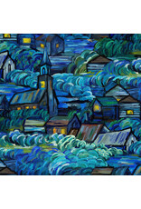 Northcott Starry Night, Scenic in Dark Blue, Fabric Half-Yards