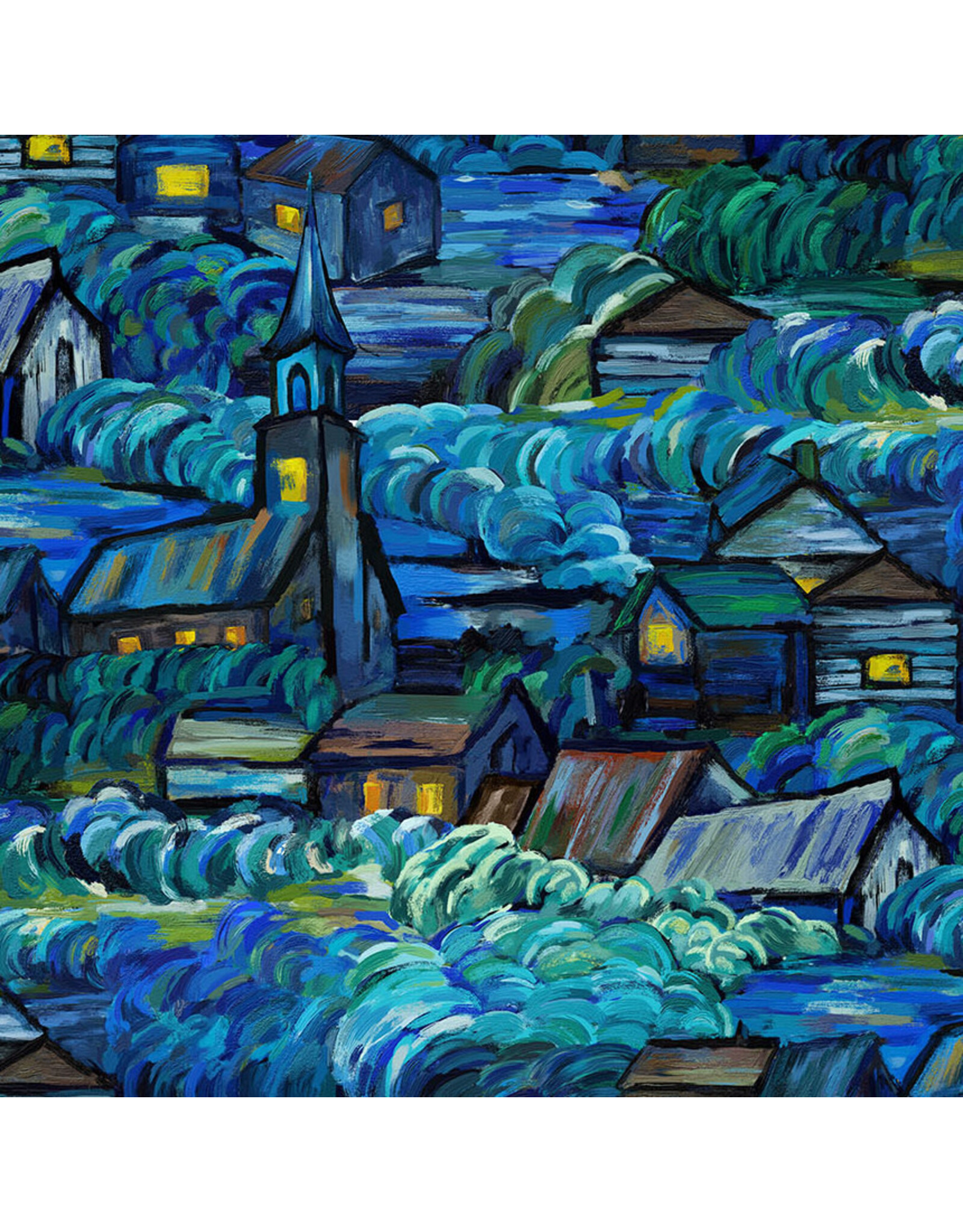 Northcott Starry Night, Scenic in Dark Blue, Fabric Half-Yards