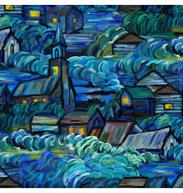 Northcott Starry Night, Scenic in Dark Blue, Fabric Half-Yards