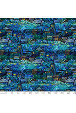 Northcott Starry Night, Scenic in Dark Blue, Fabric Half-Yards