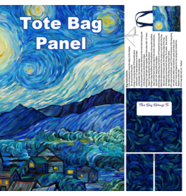 Figo Starry Night, Tote Bag Panel in Dark Blue Canvas, 24" x 43" Panel