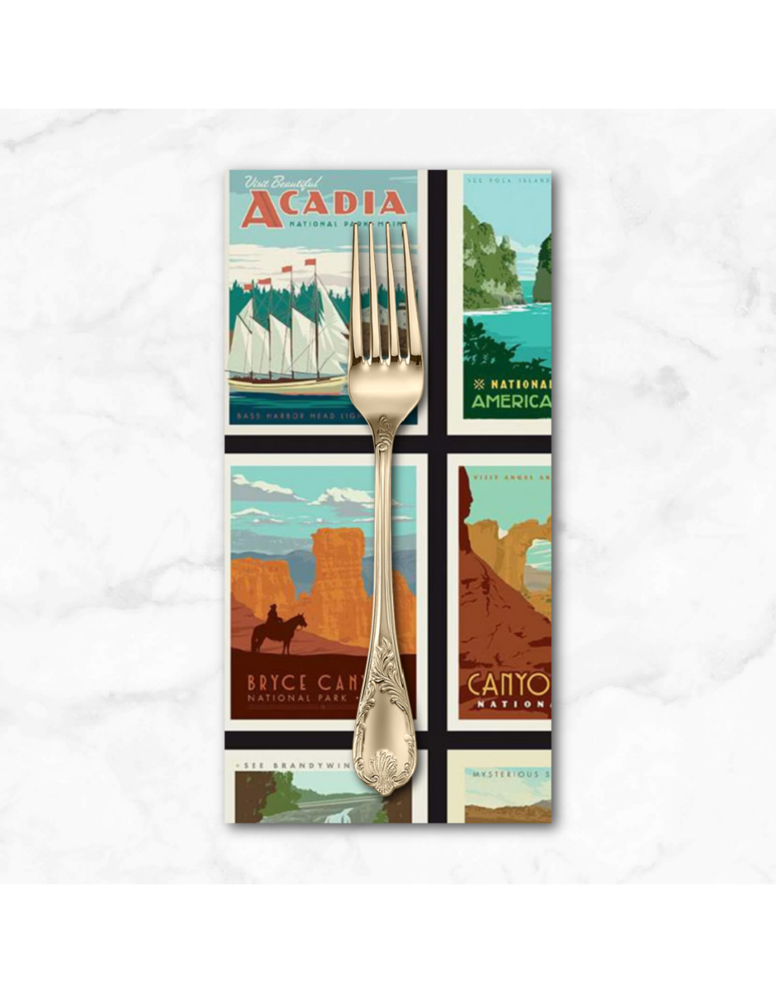 PD's Riley Blake Collection National Parks, Posters in Black, Dinner Napkin